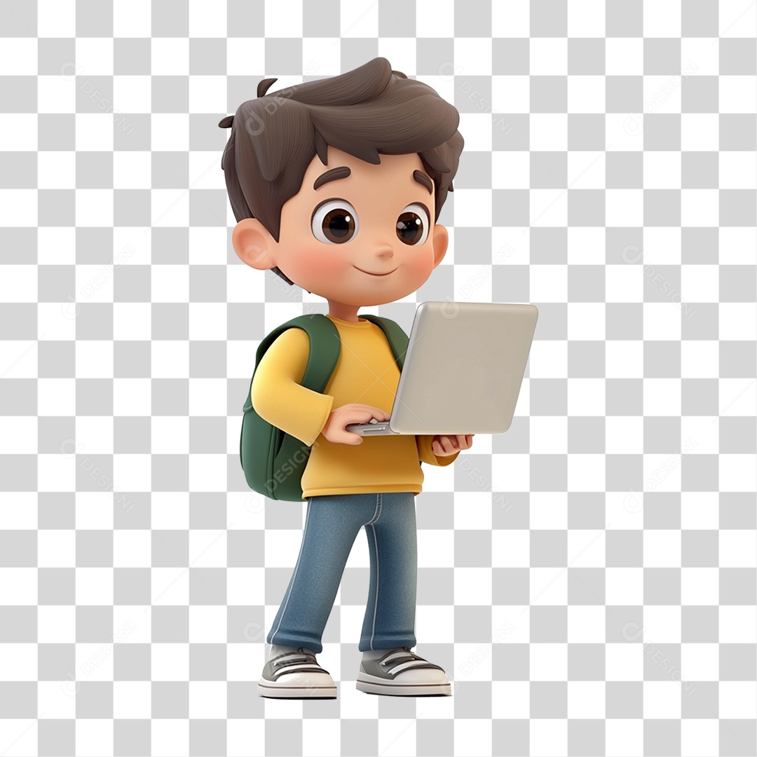 Personagem Menino Estudante PNG Transparente