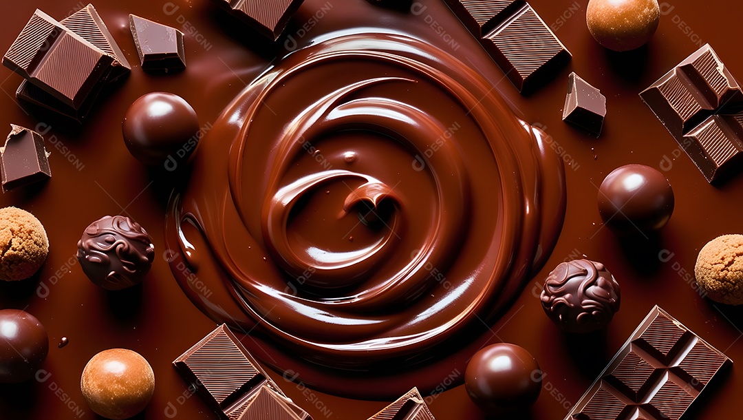 Barras e bomom ao chocolate derretido