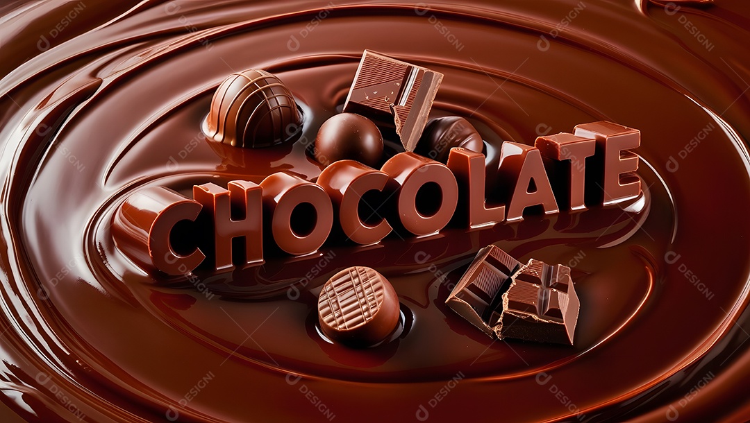 Chocolate derretido com bombons