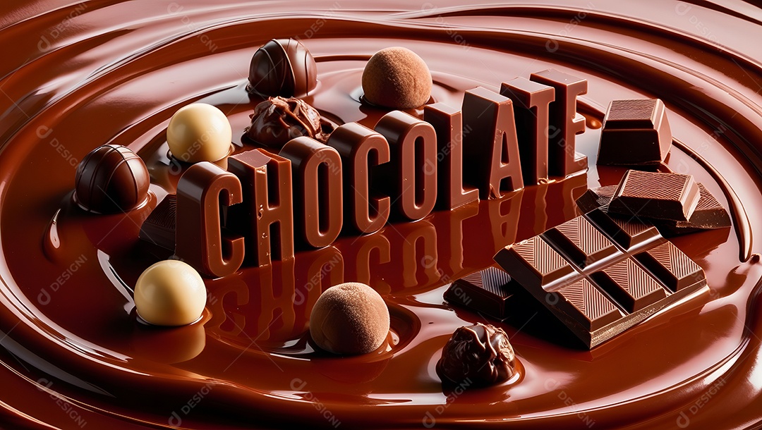 Chocolate derretido com bombons