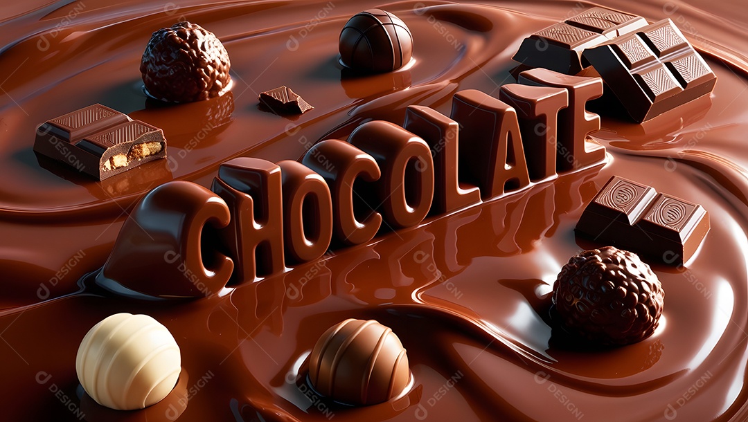 Chocolate derretido com bombons