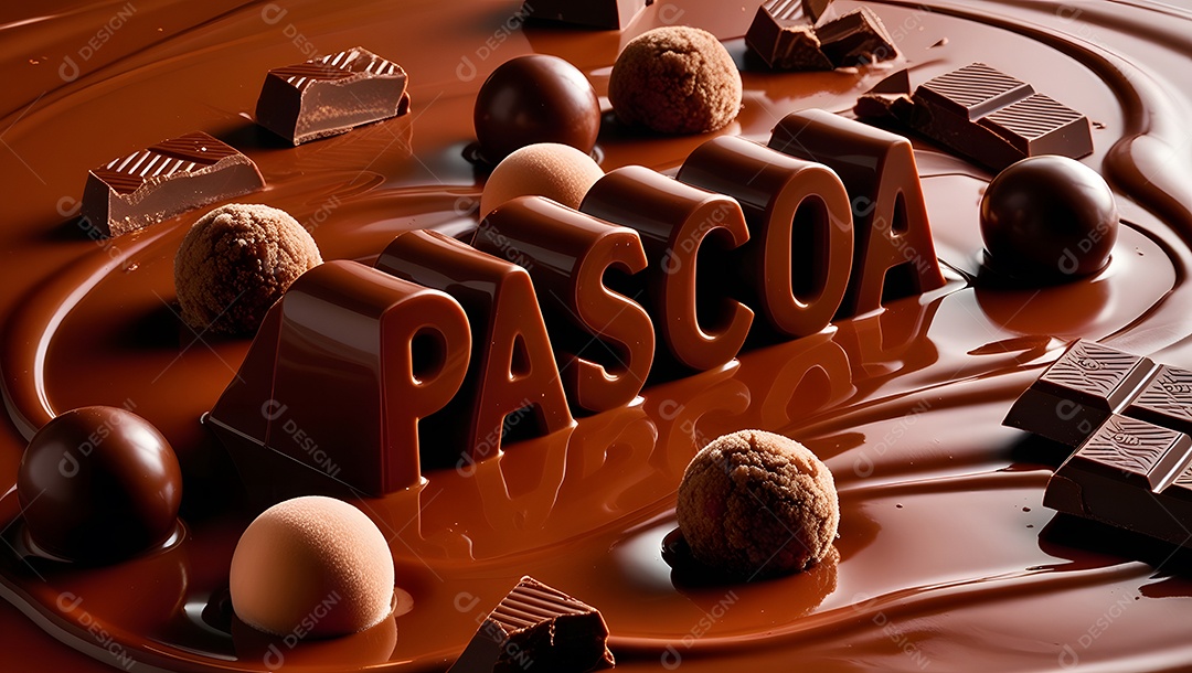 Páscoa chocolate derretido com bombons