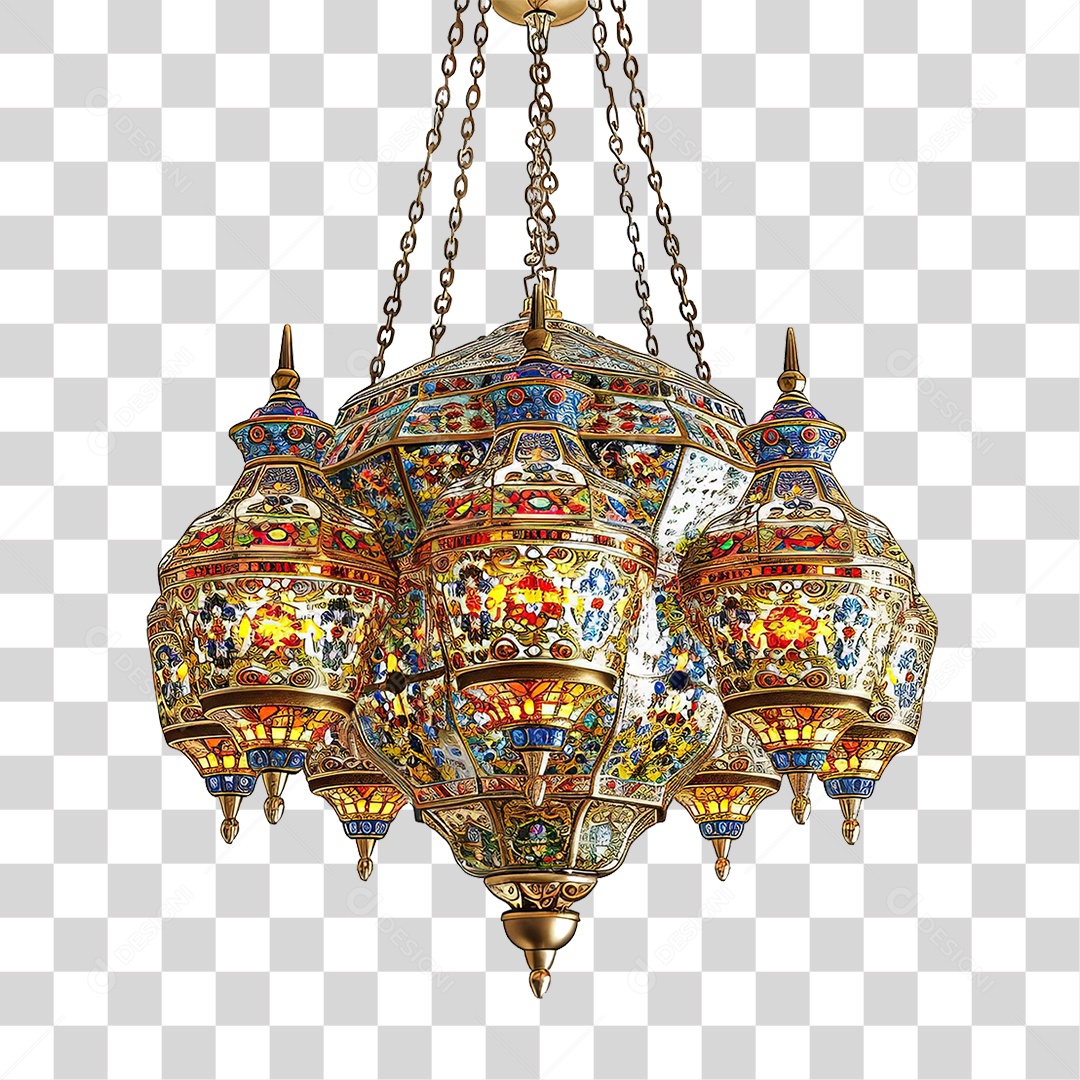 Luminária de Vidro Cores Desenhos PNG Transparente