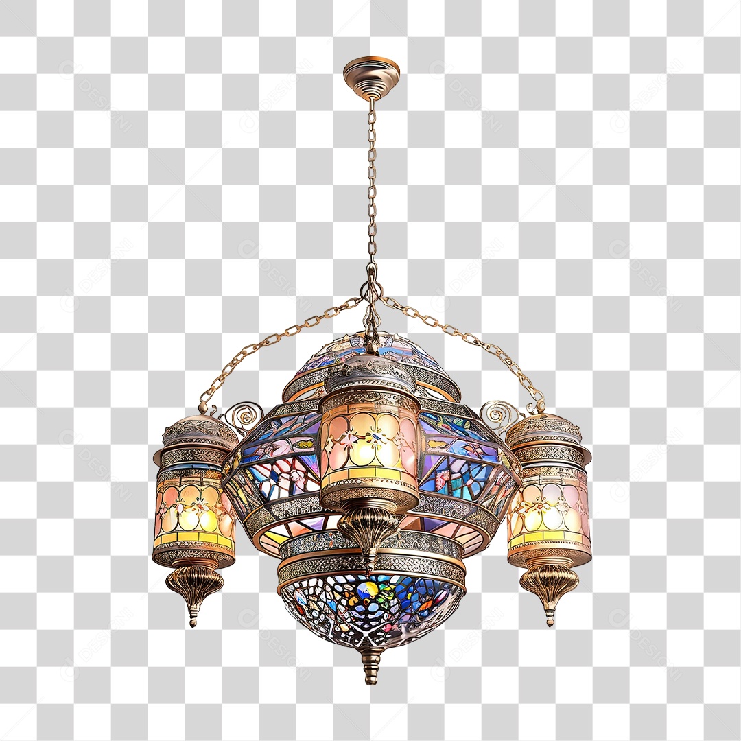 Luminária de Vidro Cores Desenhos PNG Transparente