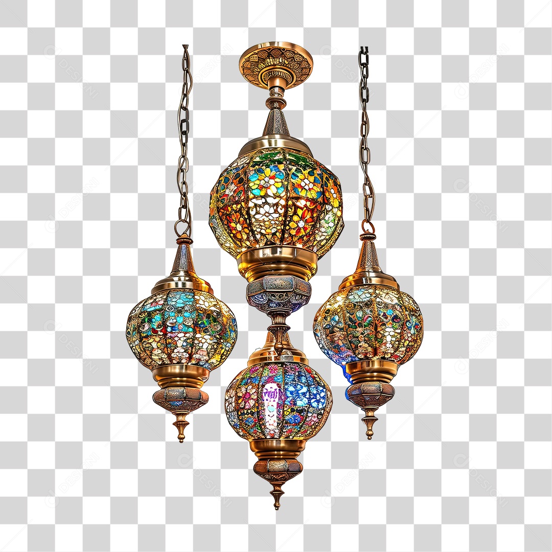 Luminária de Vidro Cores Desenhos PNG Transparente