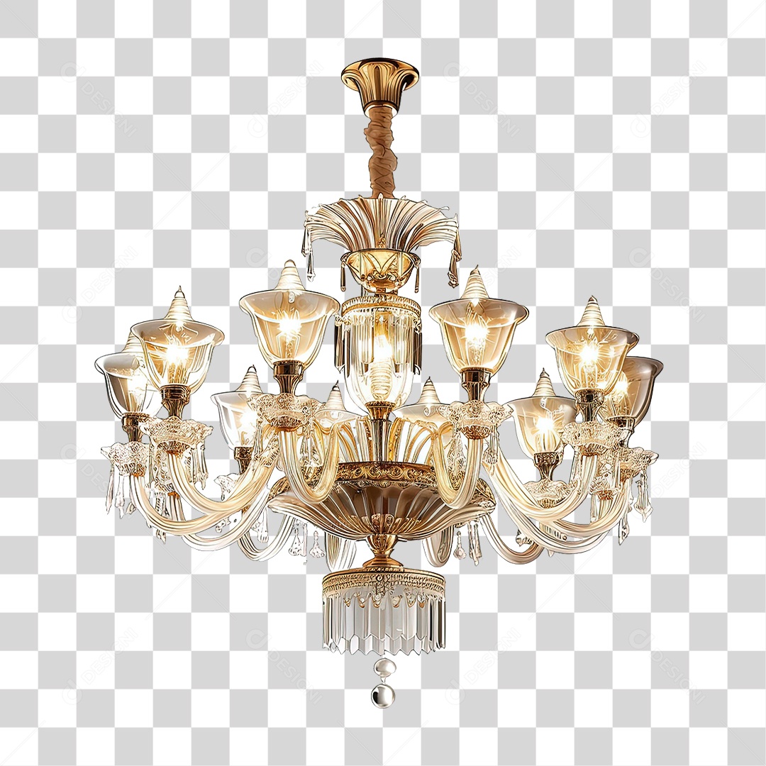Lustre de Cristal Luxuoso PNG Transparente