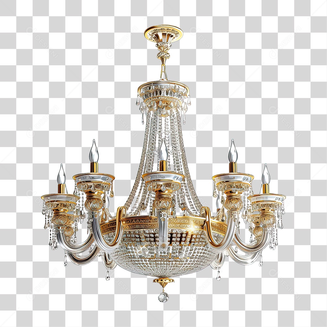 Lustre de Cristal Luxuoso PNG Transparente