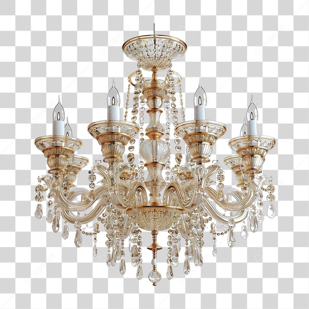 Lustre de Cristal Luxuoso PNG Transparente