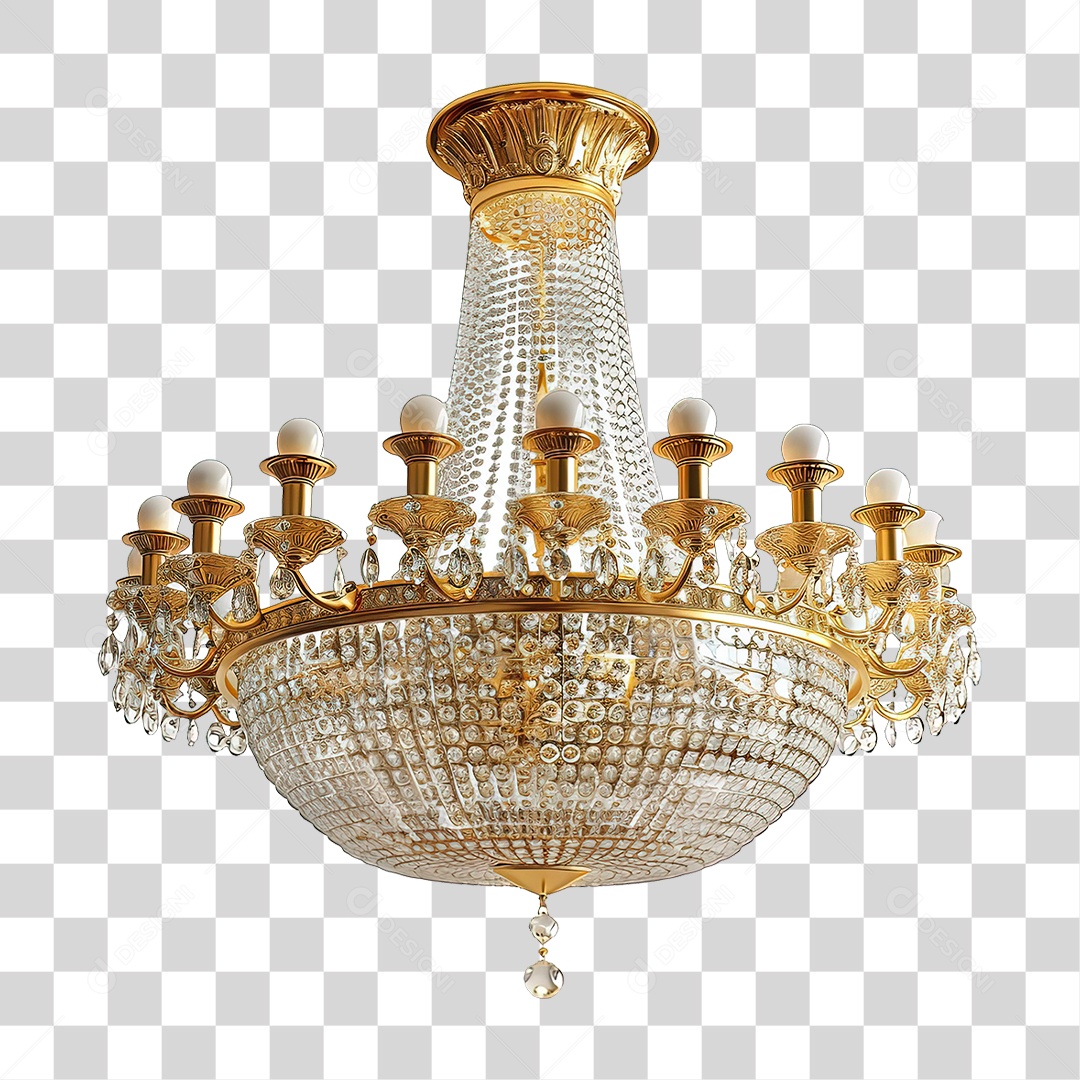 Lustre de Cristal Luxuoso PNG Transparente
