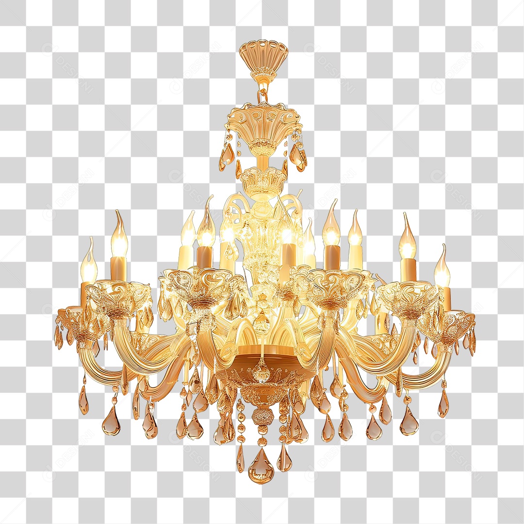 Lustre de Cristal Luxuoso PNG Transparente