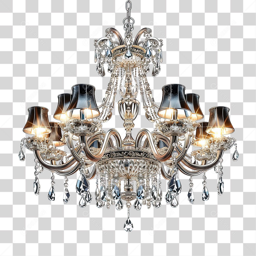 Lustre de Cristal Luxuoso PNG Transparente