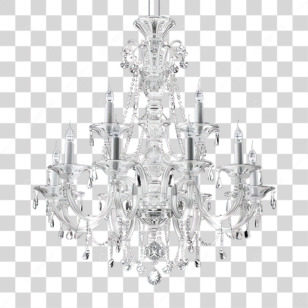 Lustre de Cristal Luxuoso PNG Transparente