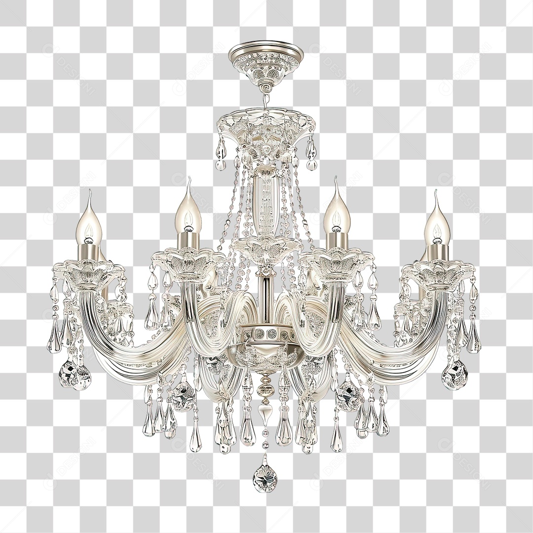Lustre de Cristal Luxuoso PNG Transparente