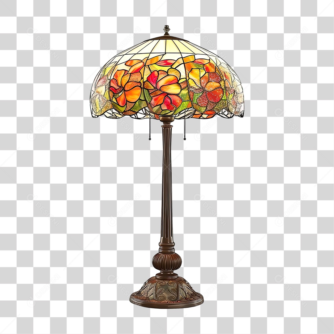Elemento 3D Luminária de Vidro com Desenhos PNG Transparente
