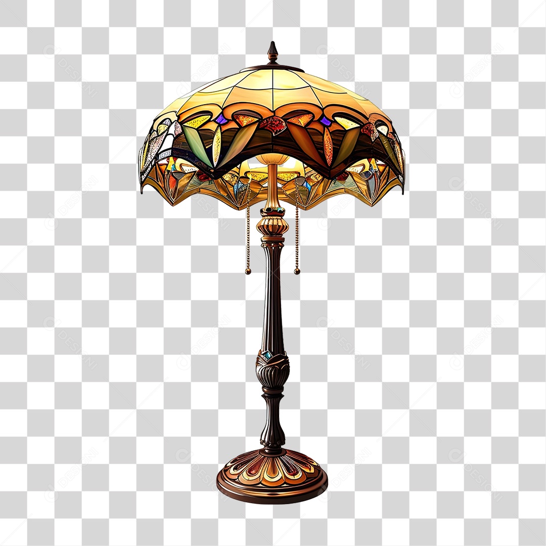 Elemento 3D Luminária de Vidro com Desenhos PNG Transparente