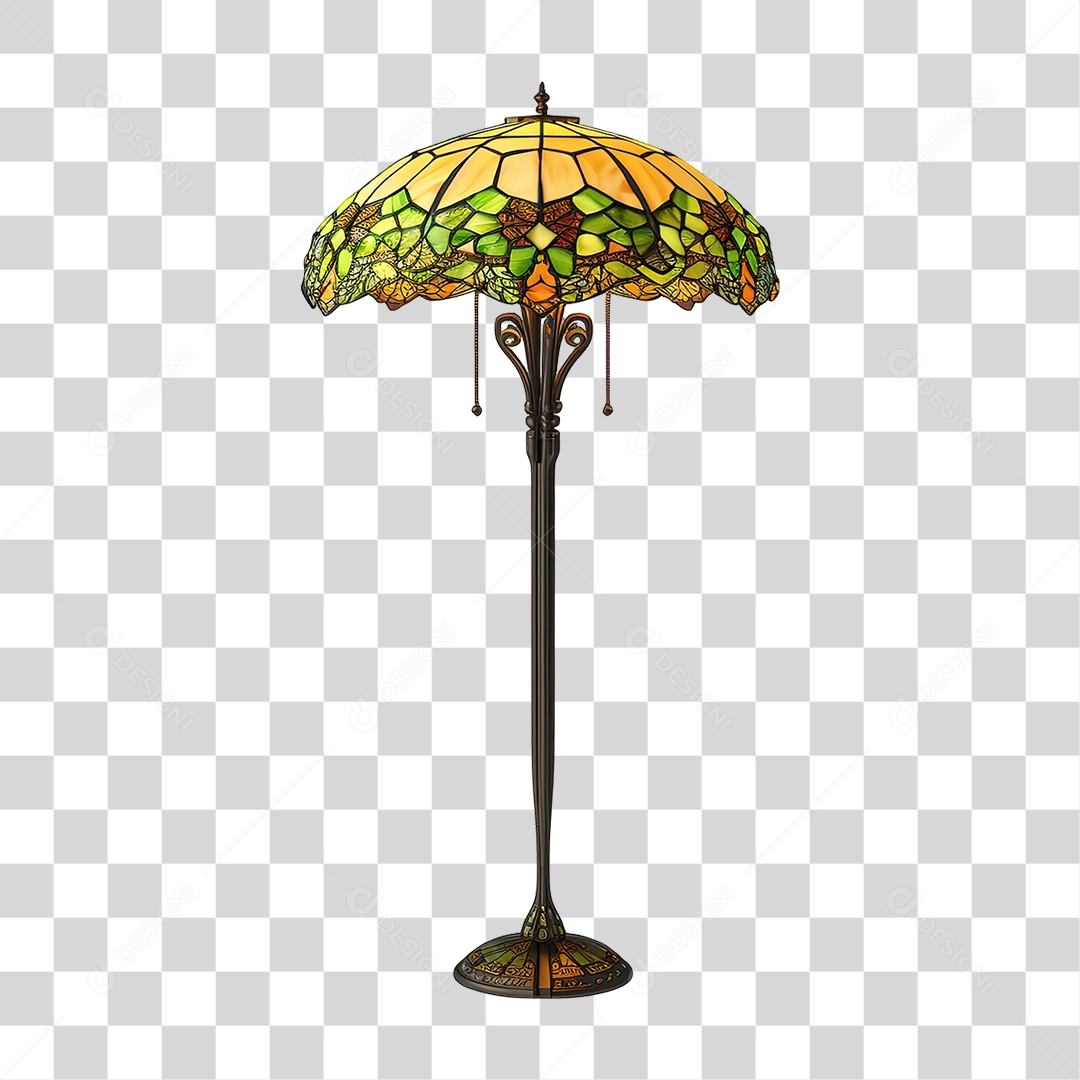 Elemento 3D Luminária de Vidro com Desenhos PNG Transparente