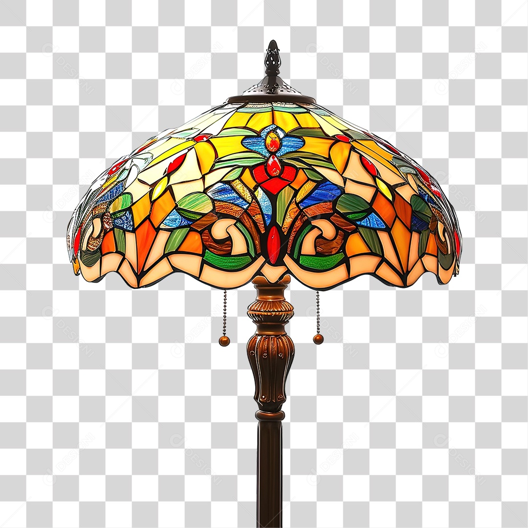 Elemento 3D Luminária de Vidro com Desenhos PNG Transparente