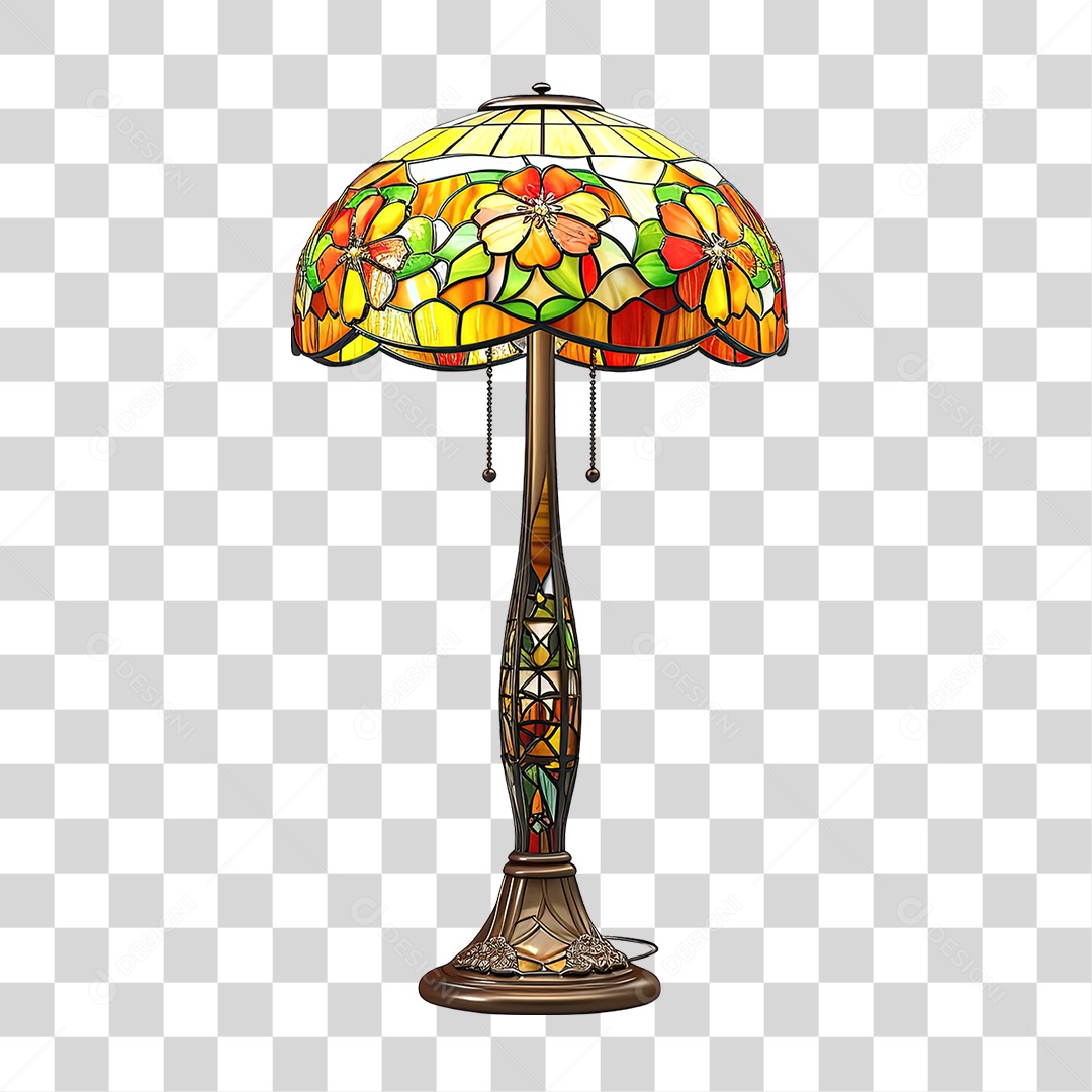 Elemento 3D Luminária de Vidro com Desenhos PNG Transparente