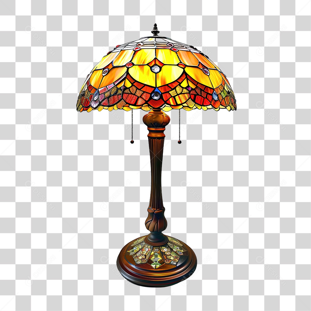Elemento 3D Luminária de Vidro com Desenhos PNG Transparente
