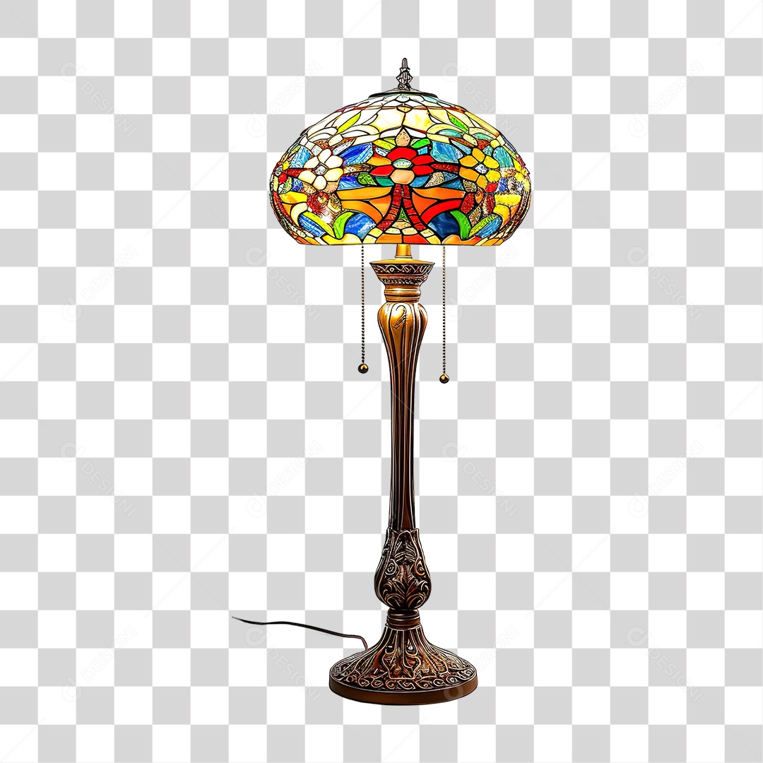 Elemento 3D Luminária de Vidro com Desenhos PNG Transparente