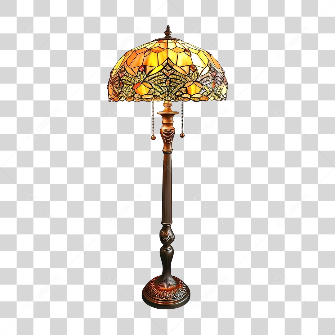 Elemento 3D Luminária de Vidro com Desenhos PNG Transparente
