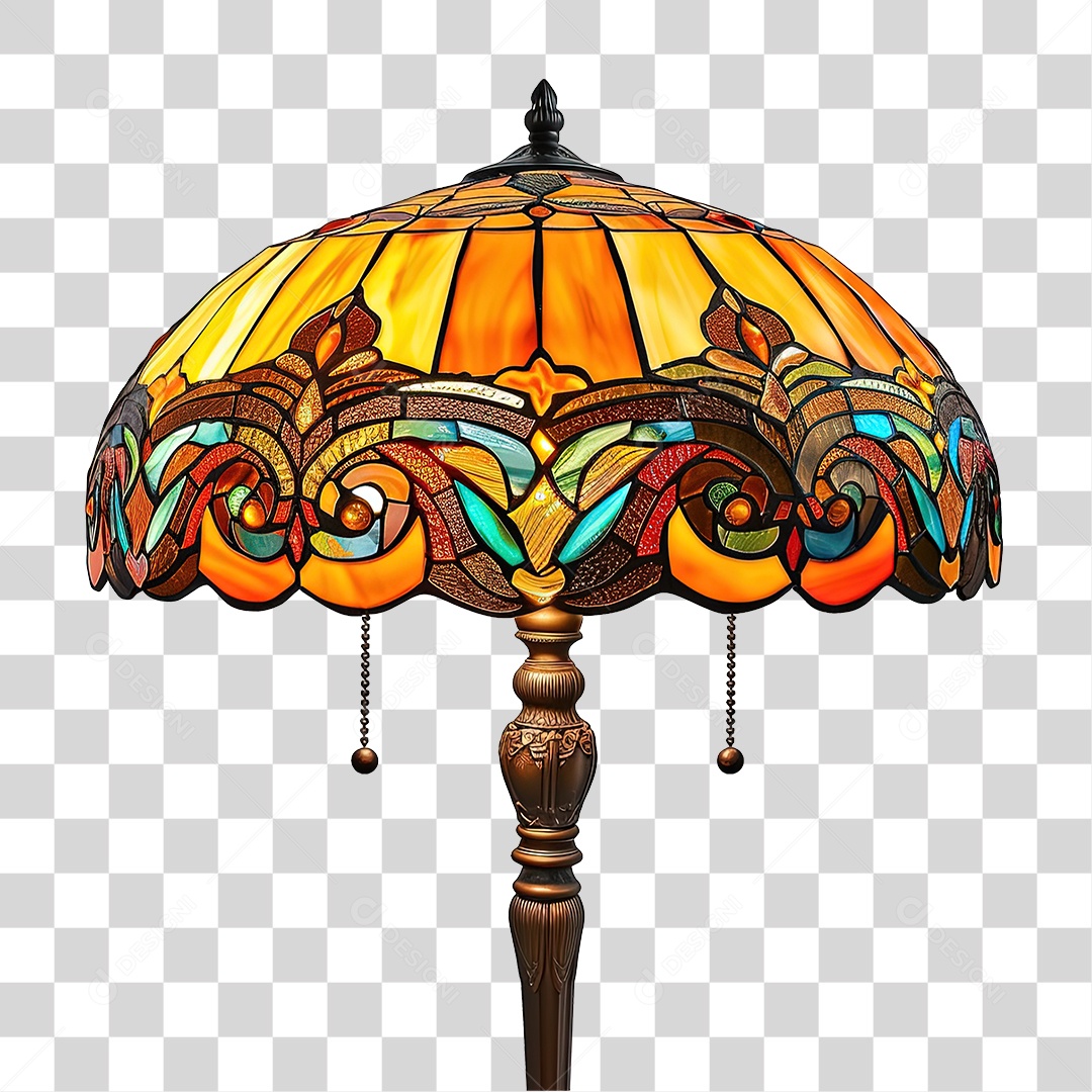 Elemento 3D Luminária de Vidro com Desenhos PNG Transparente
