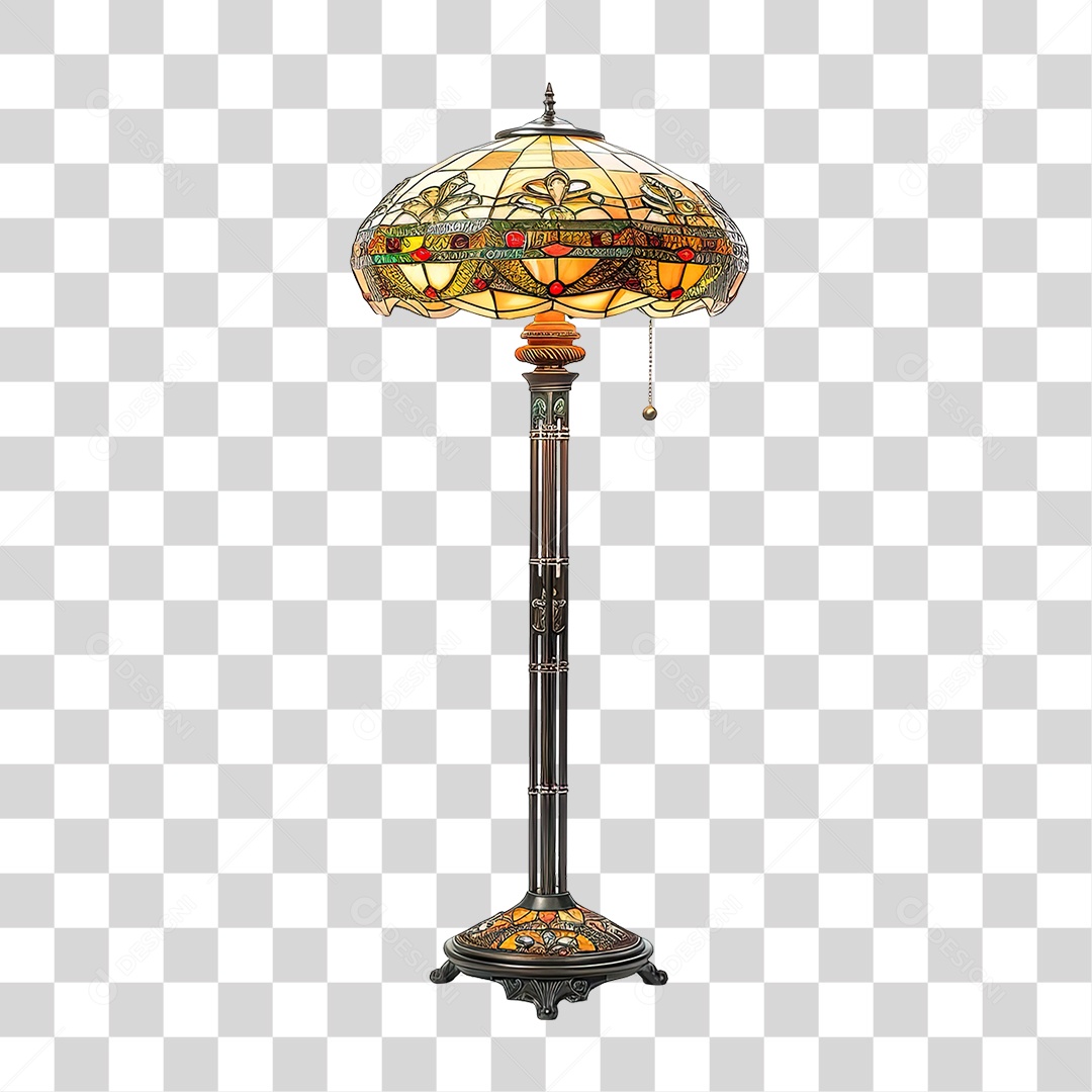 Elemento 3D Luminária de Vidro com Desenhos PNG Transparente