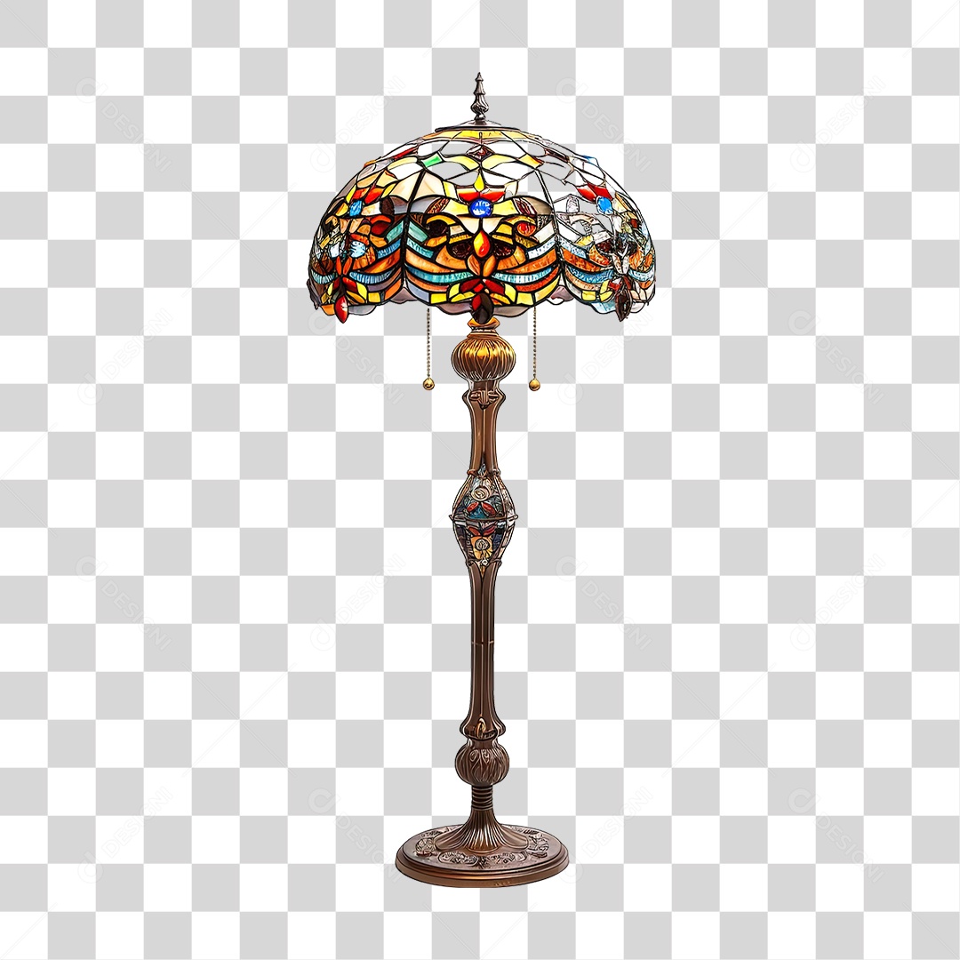 Elemento 3D Luminária de Vidro com Desenhos PNG Transparente
