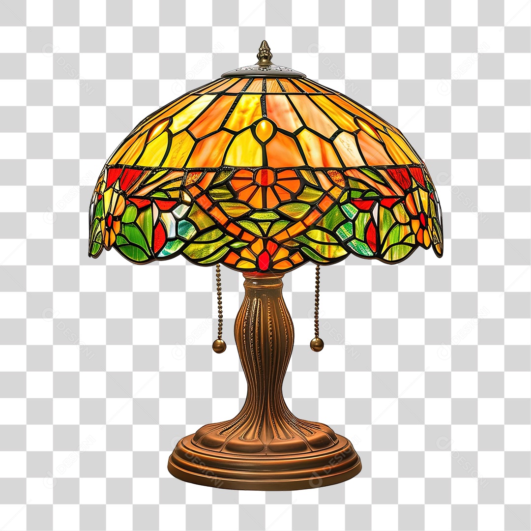 Elemento 3D Luminária de Vidro com Desenhos PNG Transparente