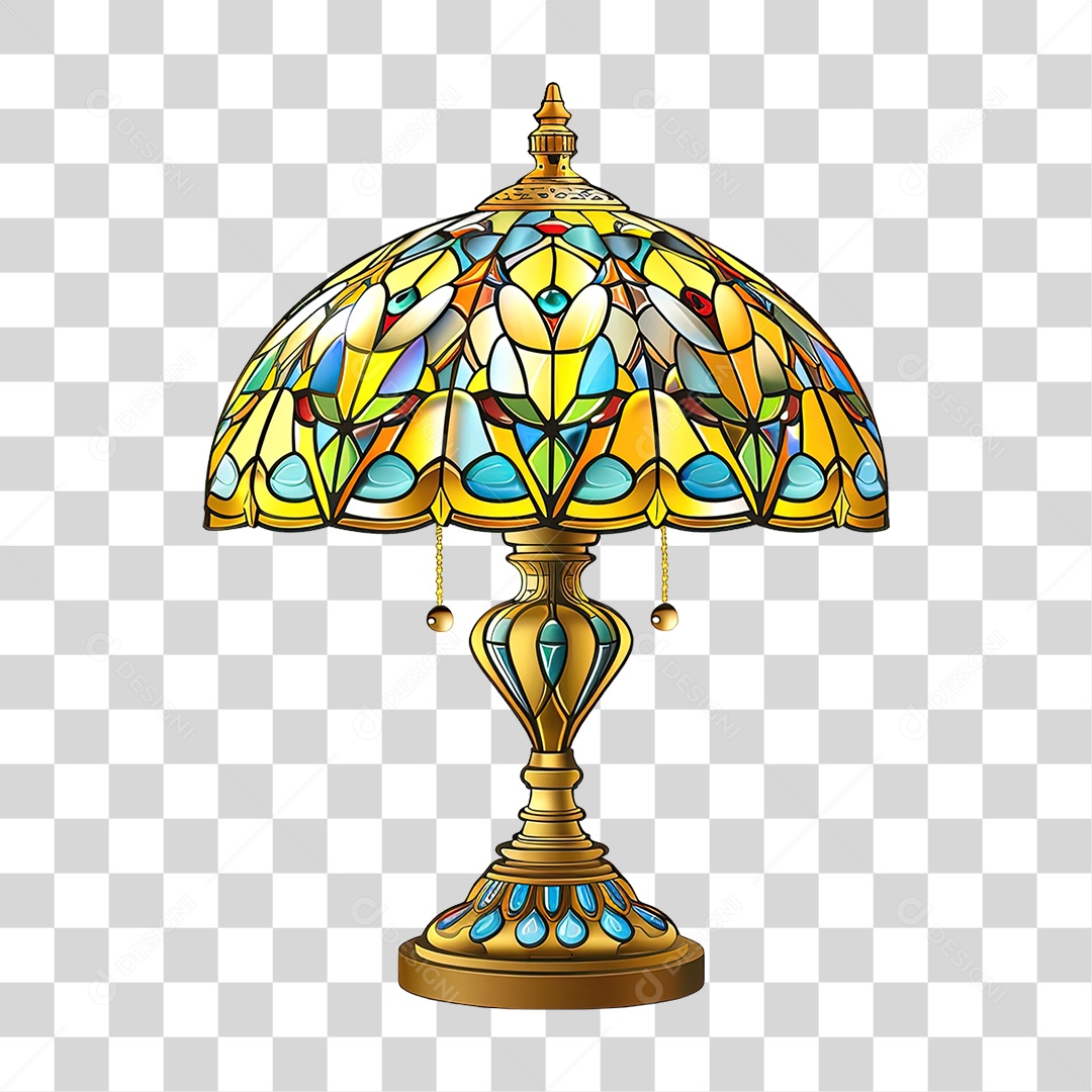 Elemento 3D Luminária de Vidro com Desenhos PNG Transparente