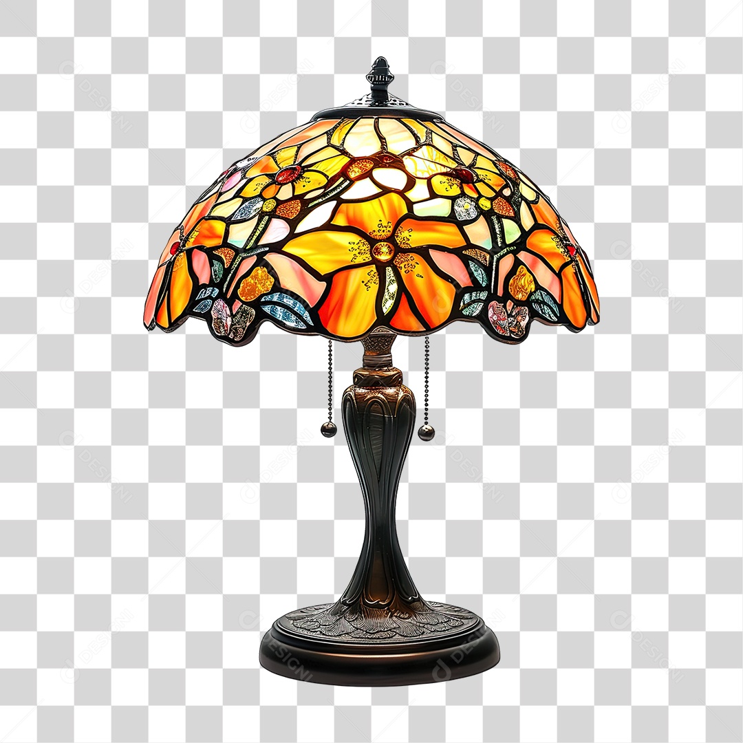 3D Element Glass Lamp with PNG Drawings Transparent