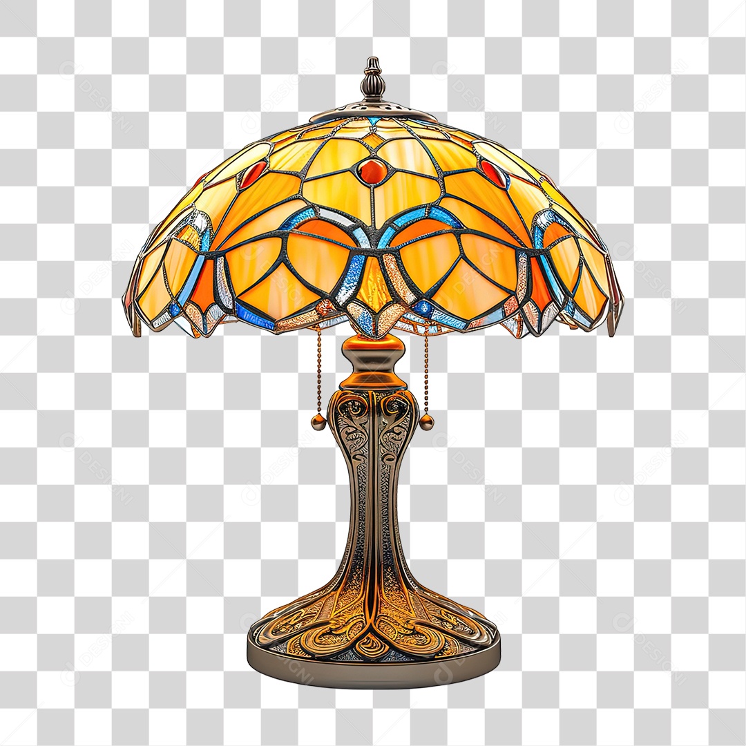 Elemento 3D Luminária de Vidro com Desenhos PNG Transparente
