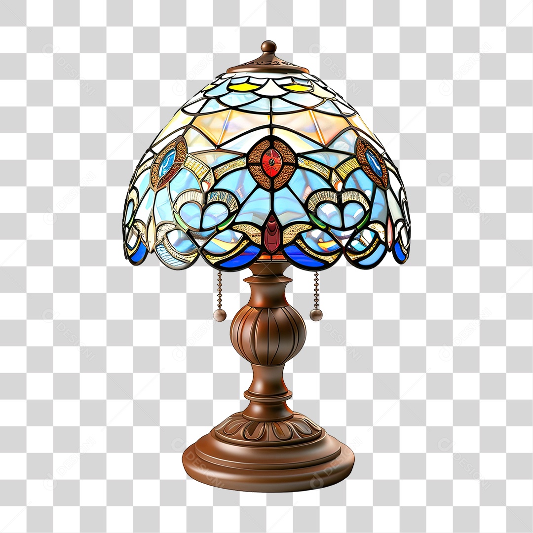 Elemento 3D Luminária de Vidro com Desenhos PNG Transparente