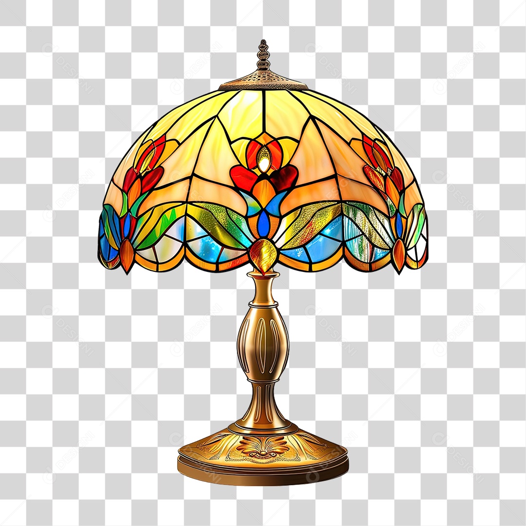 Elemento 3D Luminária de Vidro com Desenhos PNG Transparente