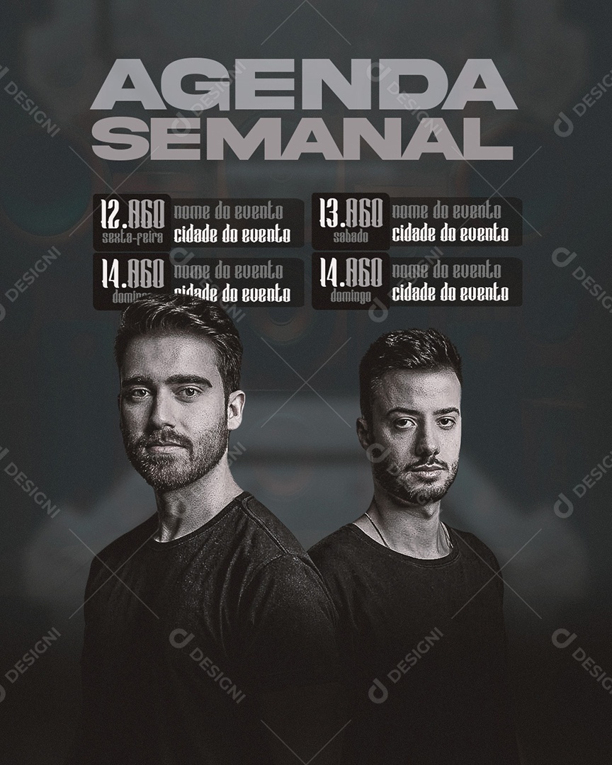 Flyer Agenda Semanal Shows Social Media PSD Editável