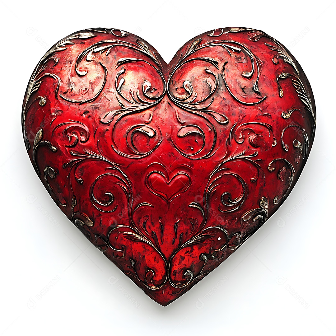 Coração vermelho intrincado com design ornamental para conceitos românticos
