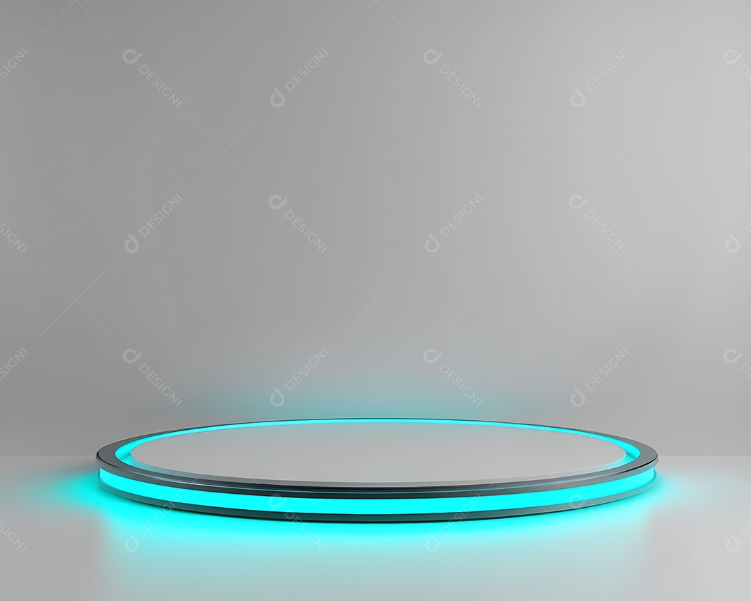 Plataforma circular elegante de neon com brilho futurista para apresentações