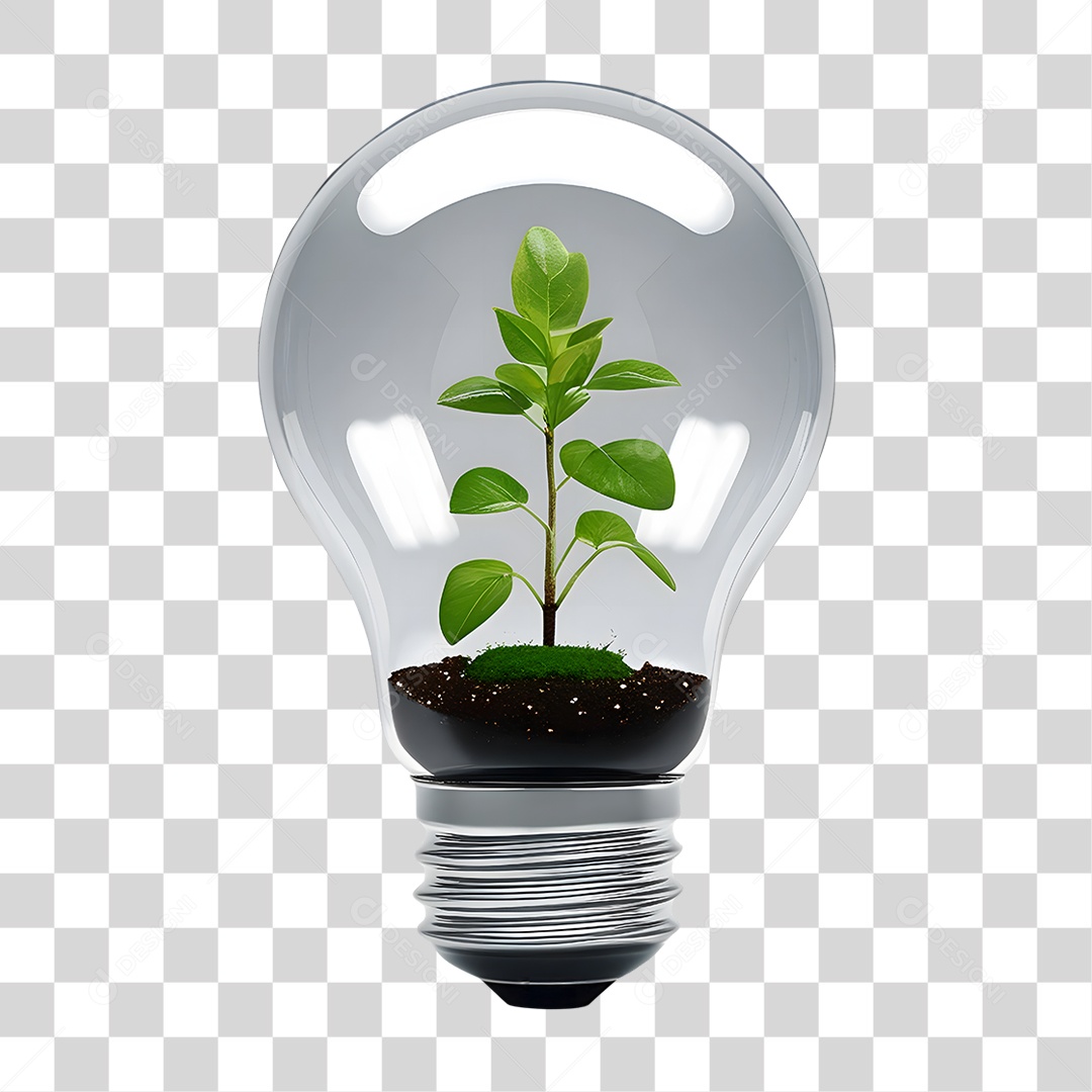 Lâmpada com Muda de Planta Dentro PNG Transparente