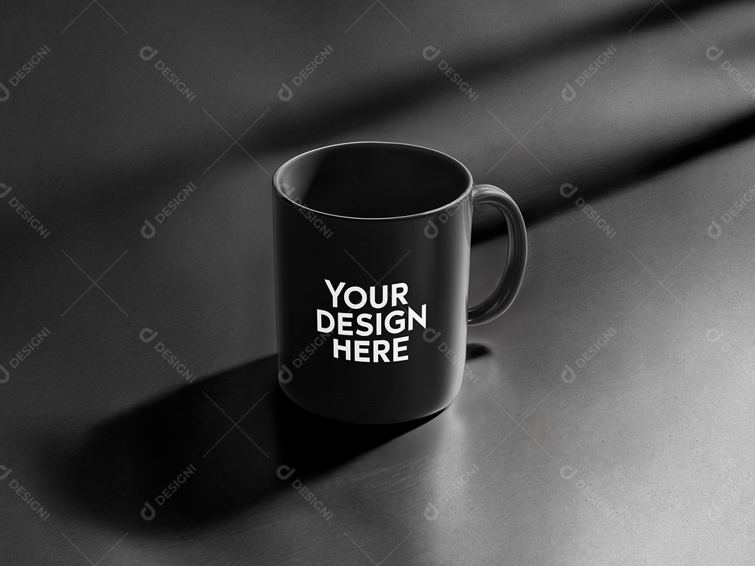 Caneca com Fundo Escuro Mockup PSD Editável