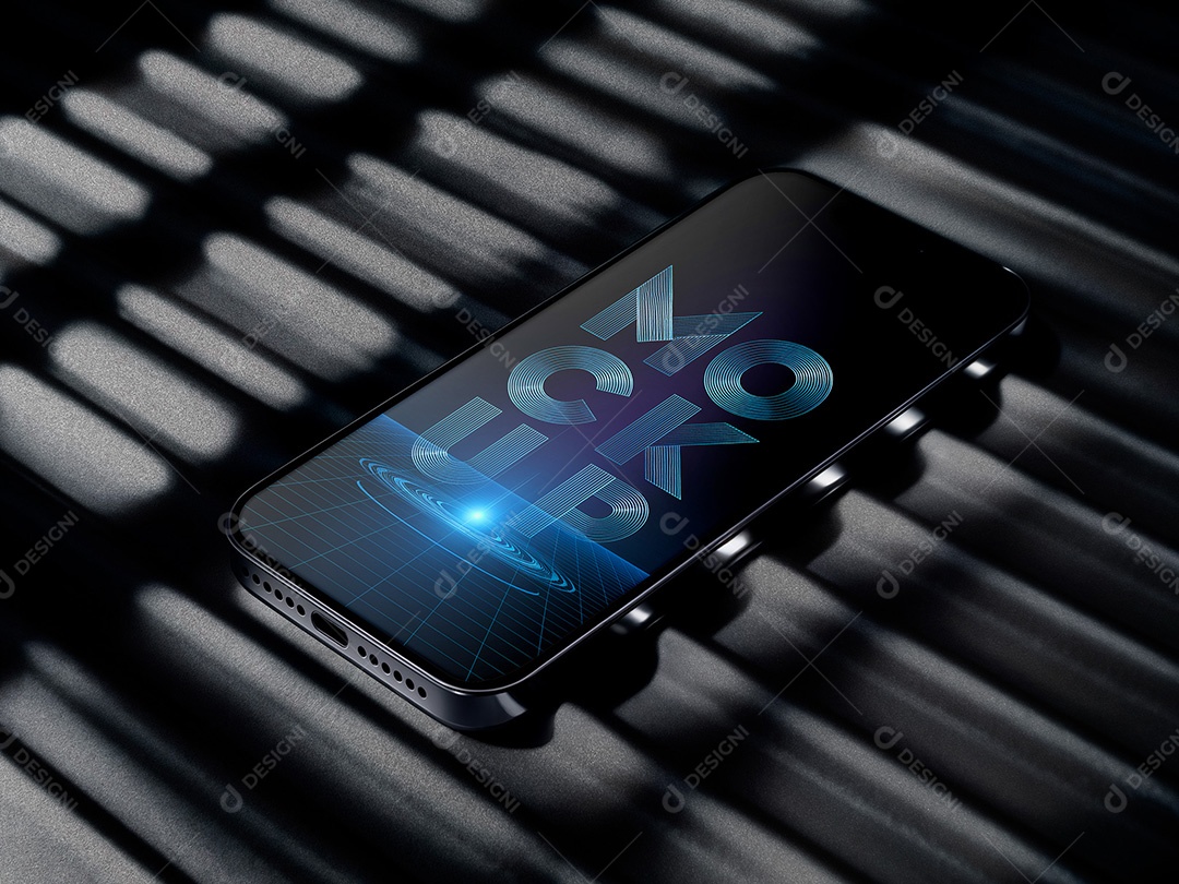 Celular em Metal Texturizado Mockup PSD Editável