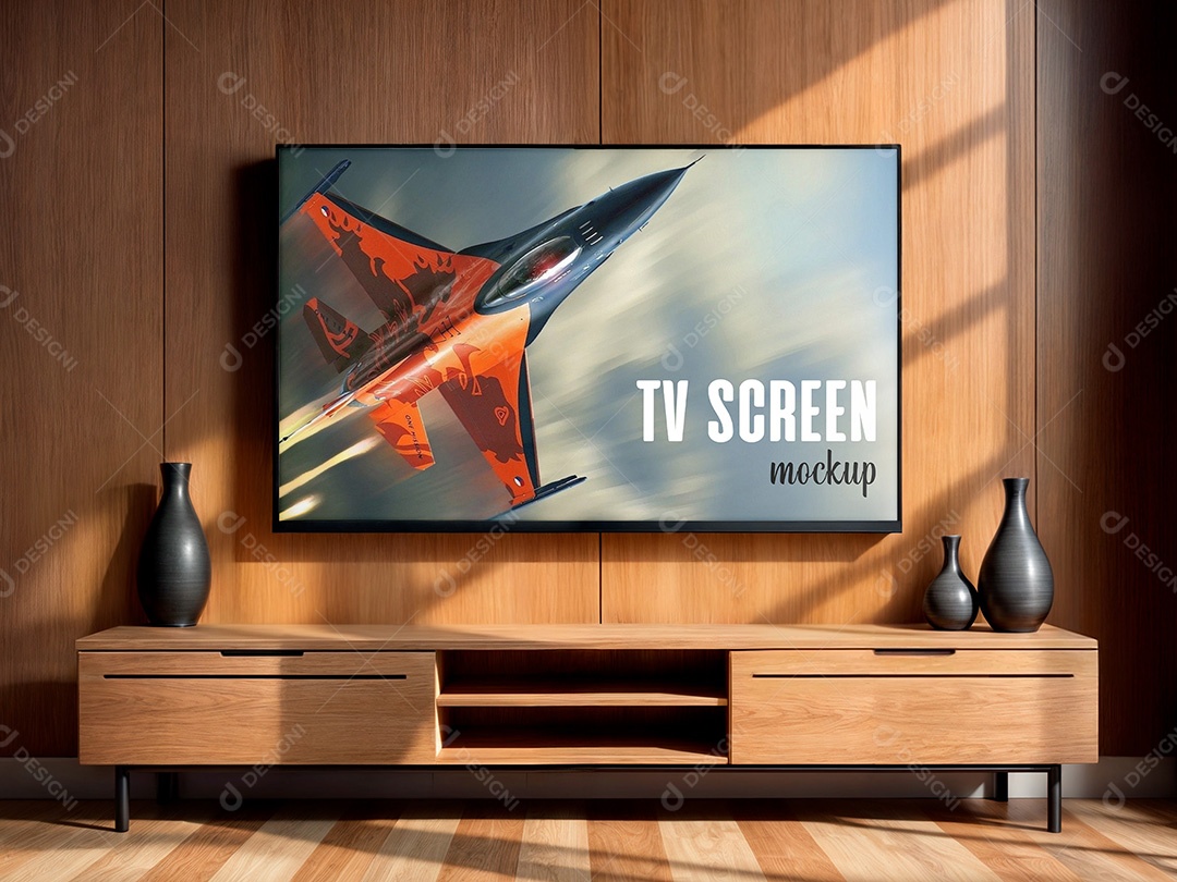 Tela De TV em uma Sala Mockup PSD Editável