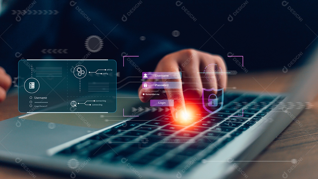 Empresário usando proteção de segurança de alta tecnologia