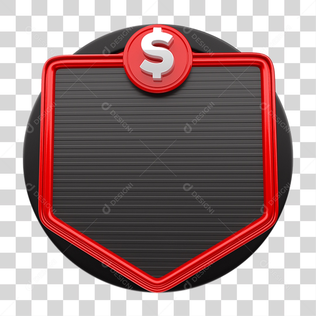 Elemento 3D Placa de Metal PNG Transparente