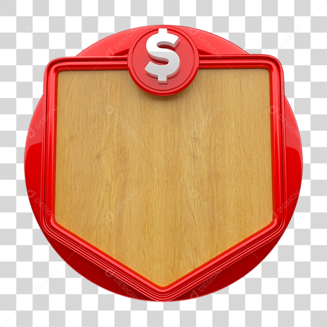 Elemento 3D Placa de Madeira PNG Transparente