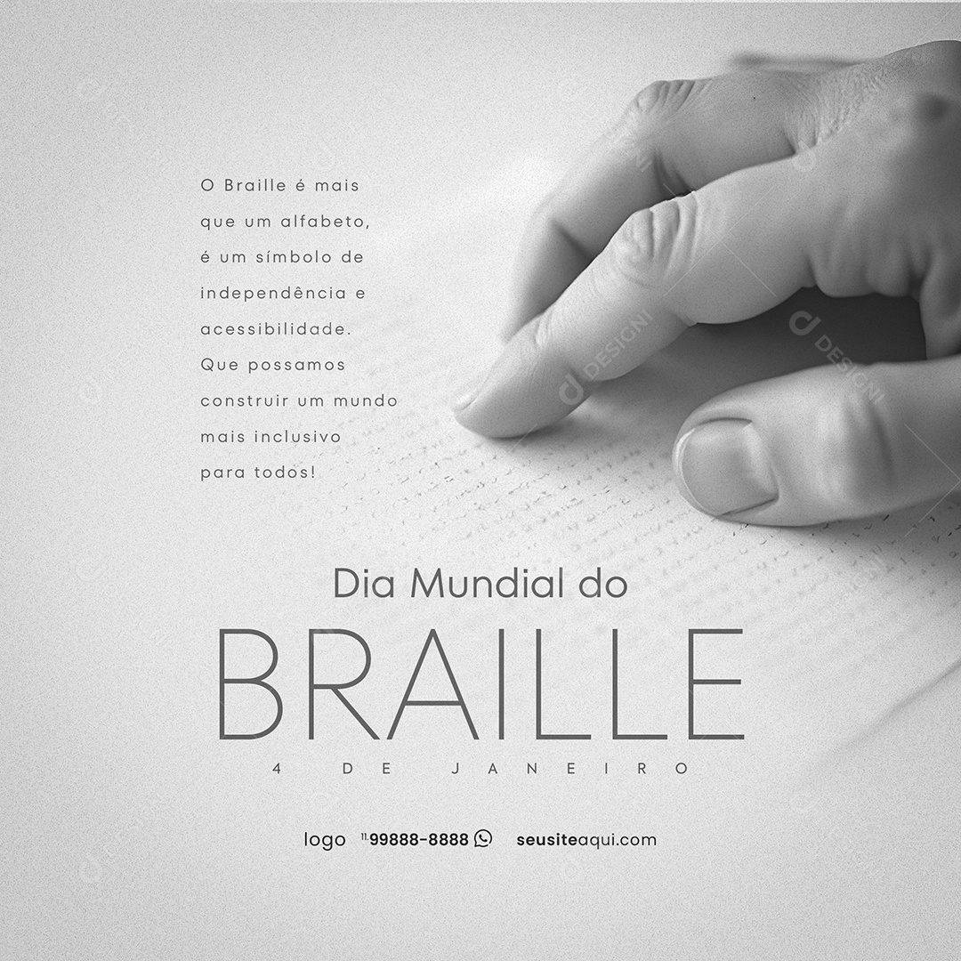 Dia do Braille 04 de Janeiro Social Media PSD Editável