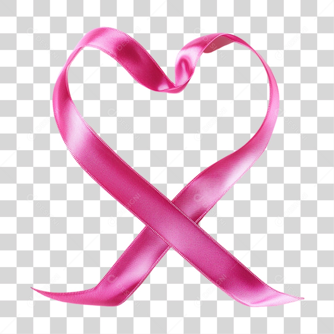 3D Element PNG Pink Ribbon Heart Transparent