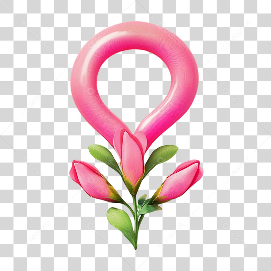 Elemento 3D Flores Rosas PNG Transparente