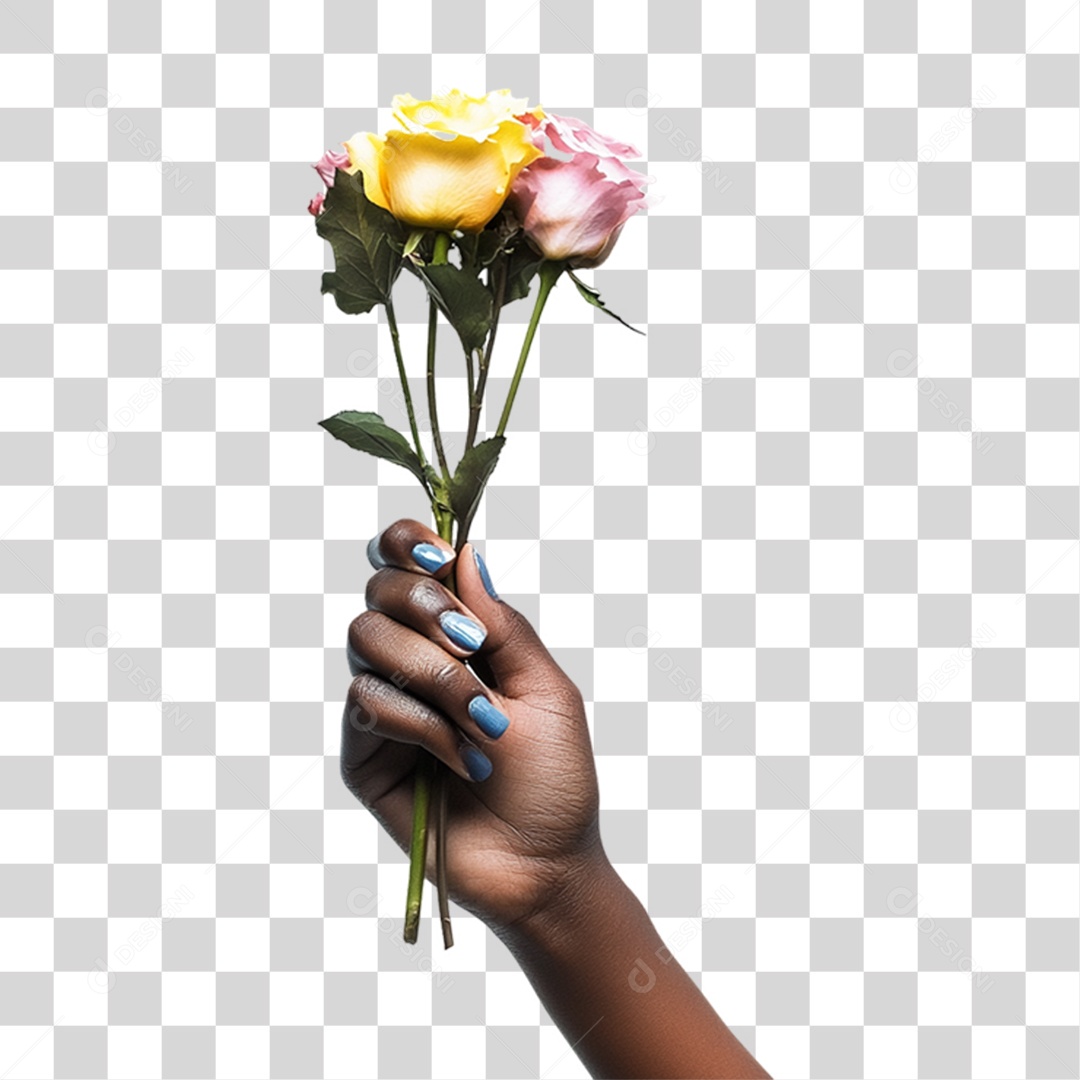 Elemento 3D Flores Rosas PNG Transparente