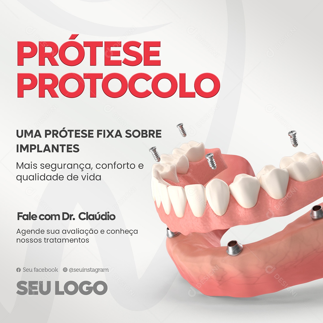 Dentista Prótese Protocolo Social Media PSD Editável