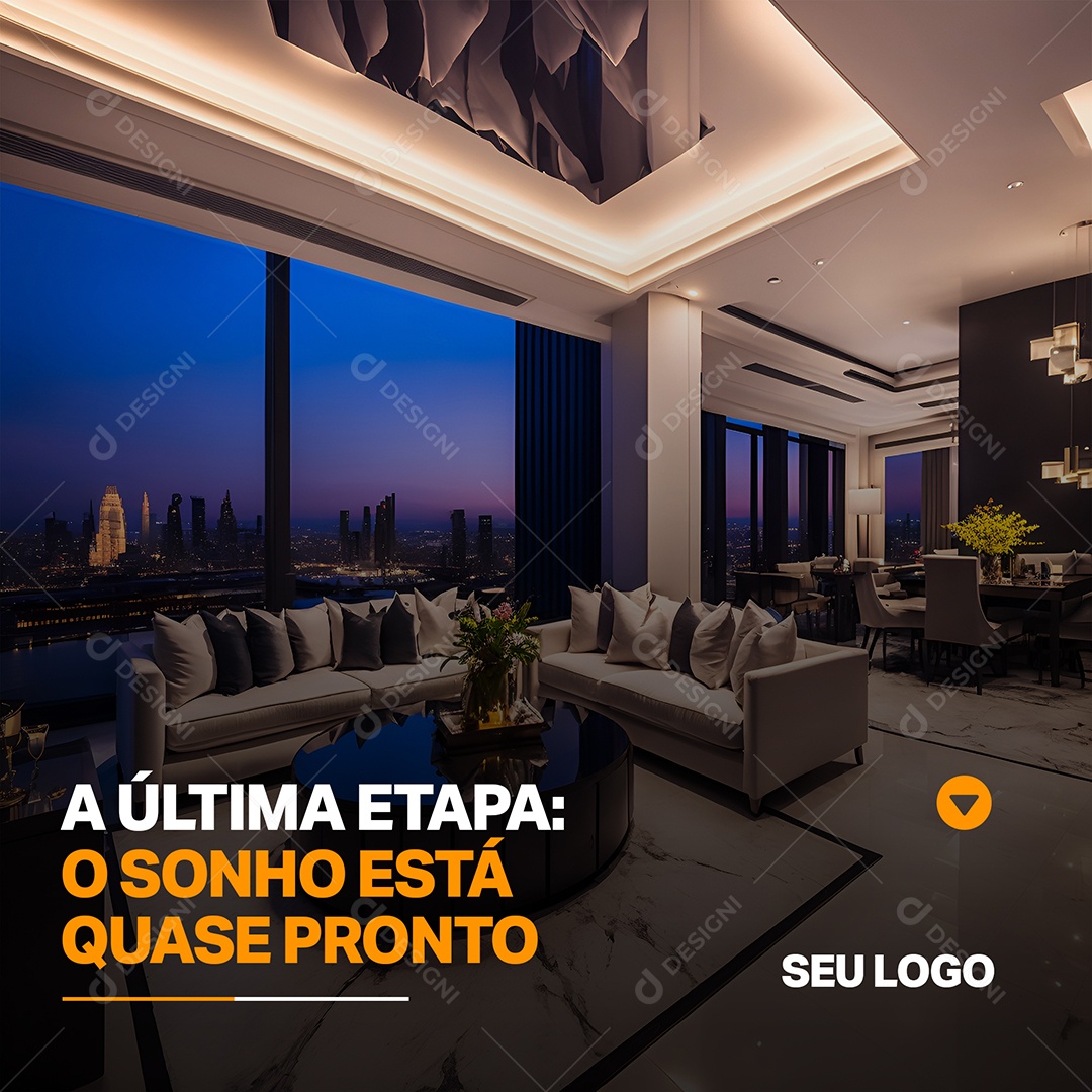Construtora O Sonho Está Quase Pronto Social Media PSD Editável